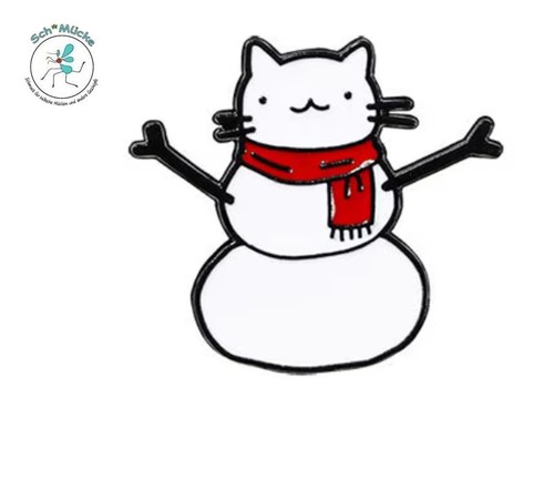 Anstecker katze schneemann - anstecker,